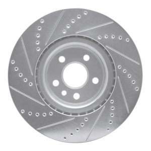 Volvo S60 Brake Rotor (1) - Front Right - R1 Concepts - Drilled & Slotted - Silver - `07-`16